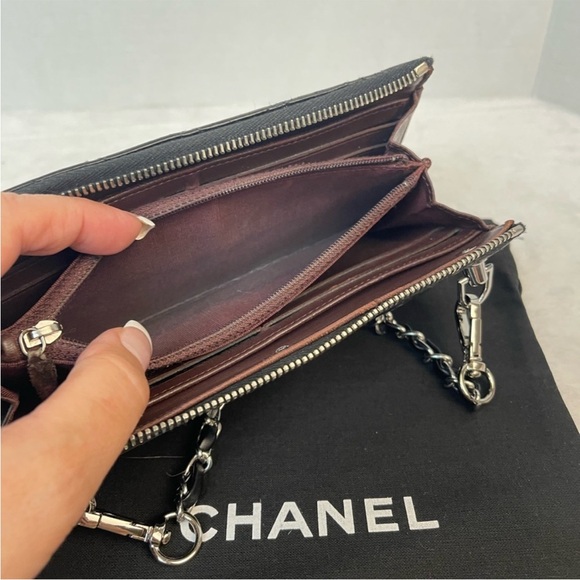 CHANEL CC LAMBSKIN ZIP WALLET ON A CHAIN CONVERSION w/COA - Picture 6 of 11